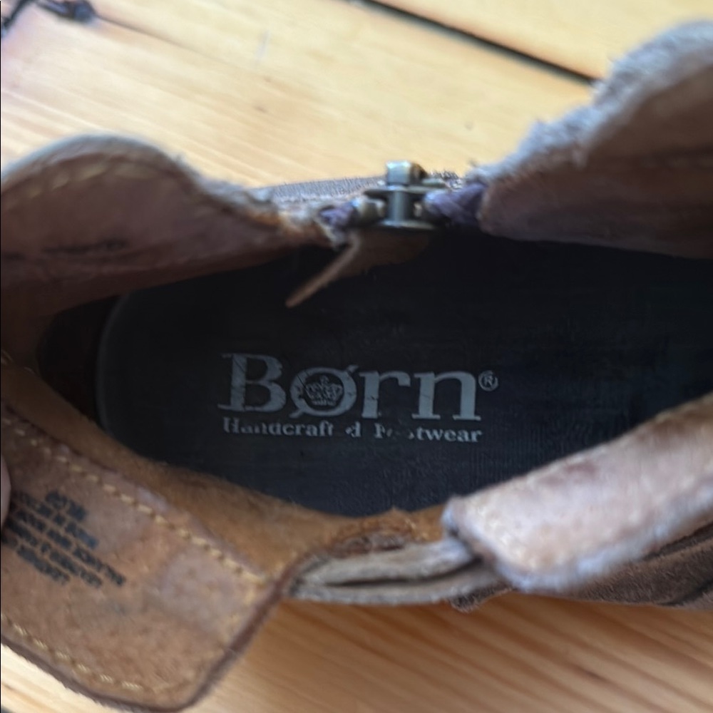 Born TarKiln brown suede leather ankle booties W 8 - Picture 4 of 7